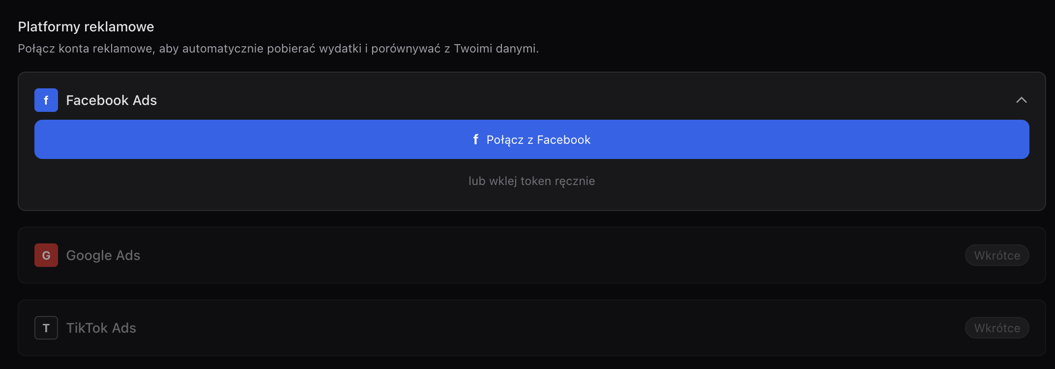 Integracja Facebook Ads - OAuth do odczytu kampanii