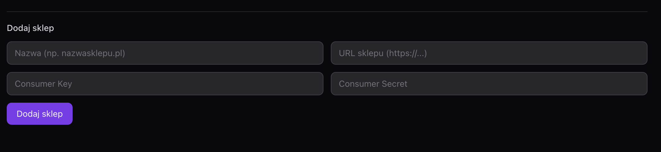 Integracja WooCommerce - dodaj sklep przez klucze API
